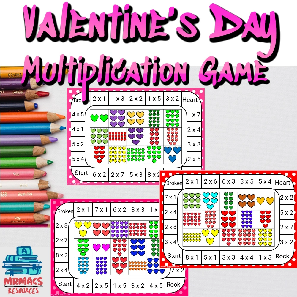 Fun and Engaging Valentine's Day Multiplication Game on TPT.