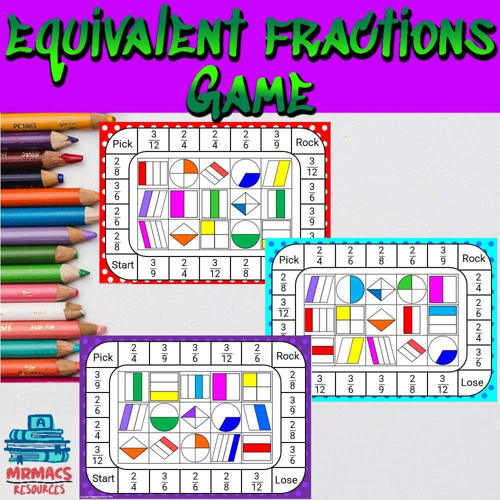 TPT Product Maths Game - Equivalent Fractions.