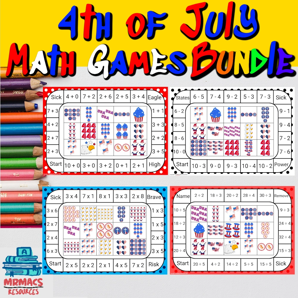 4th of July Math Games Bundle