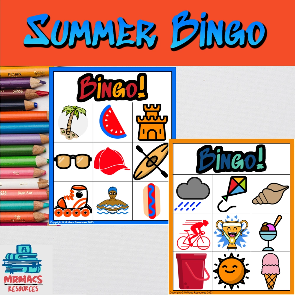 Student Summer Bingo Game class set.