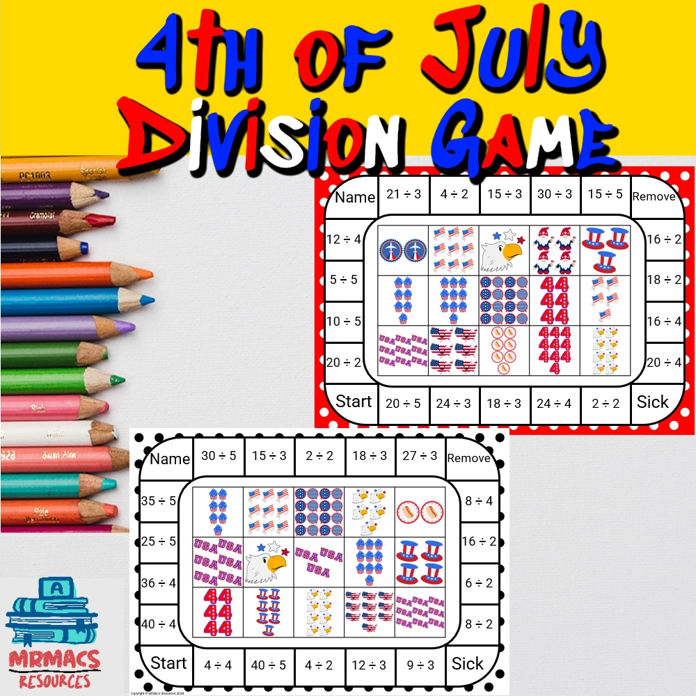 4th of July Math subtraction game