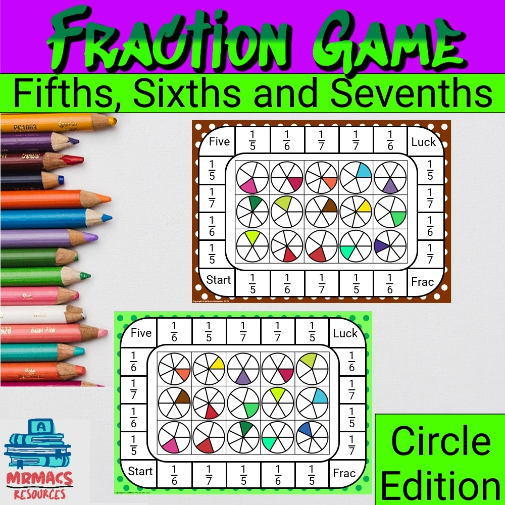 A tpt Fractions product with the text "Fifths, Sixths and Sevenths"