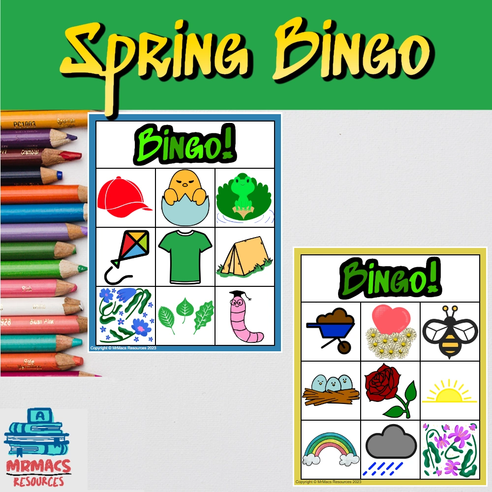 A tpt Bingo product with the text "Spring Bingo"