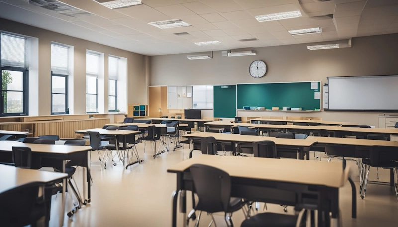 A classroom with various learning stations tailored to different learning styles and abilities. Materials and activities are adapted to meet diverse student needs. An example of Differentiate Instruction classroom.