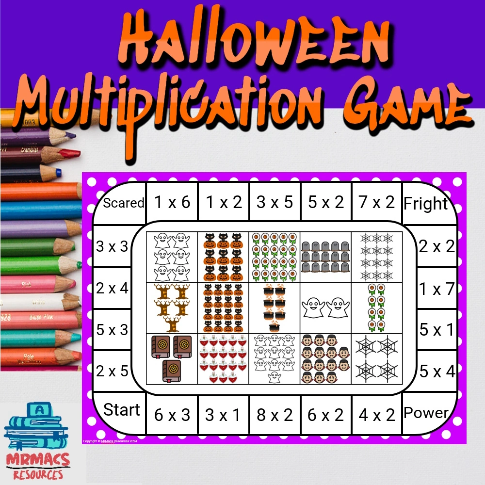 Halloween multiplication game. A game product from TPT that teaches students how to multiply.