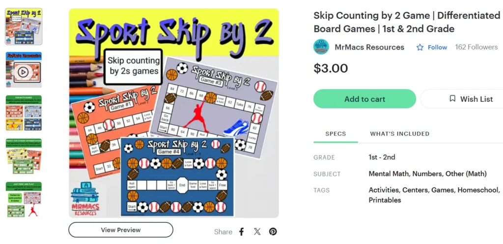 A example Teaching Resource on TPT. It displays all previews and thumbnails. Quality and originality can be seen in the pictures.
