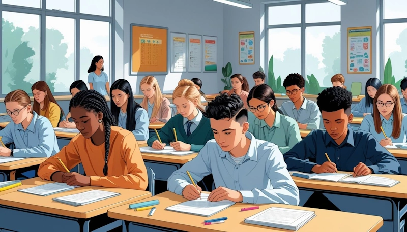 Time-Saving Tips - Students sitting at their desk doing an assessment.